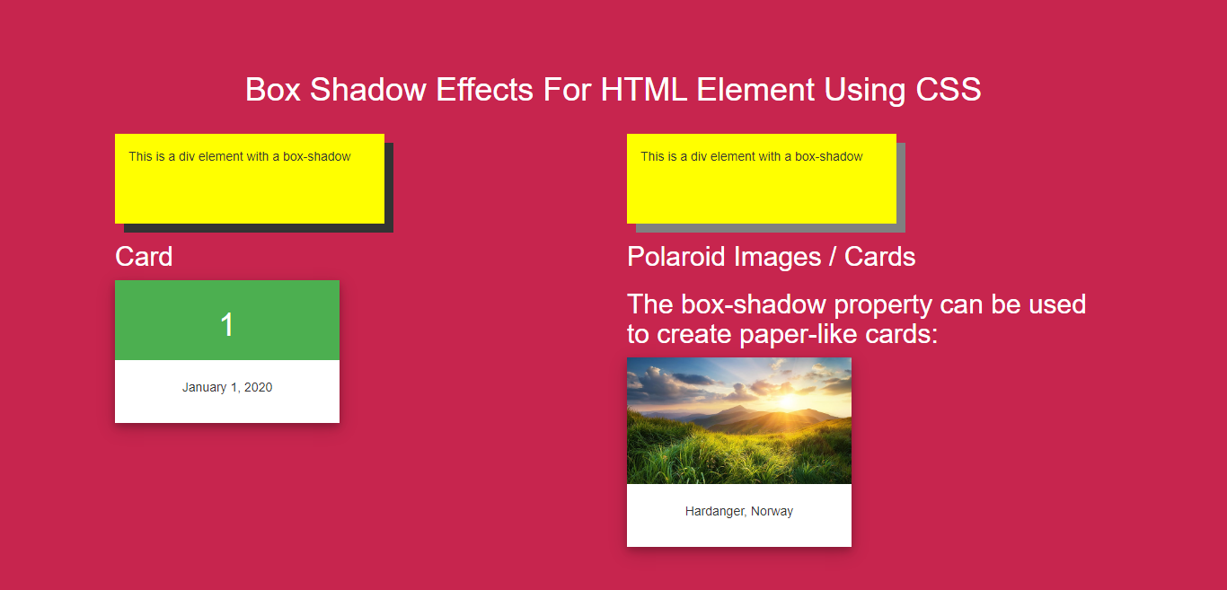 box shadow html element