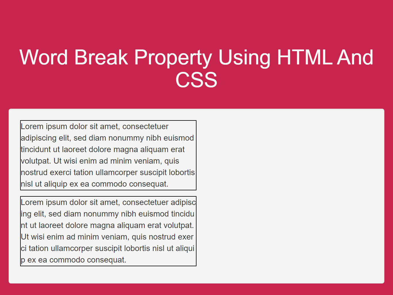 How Can I Use Word Break Property Using HTML And CSS