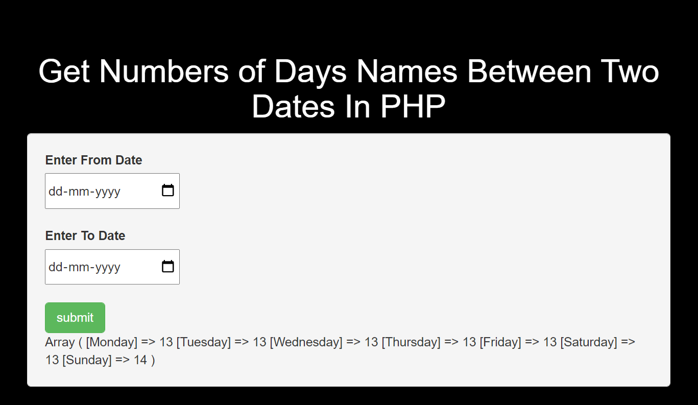 php get day name from number