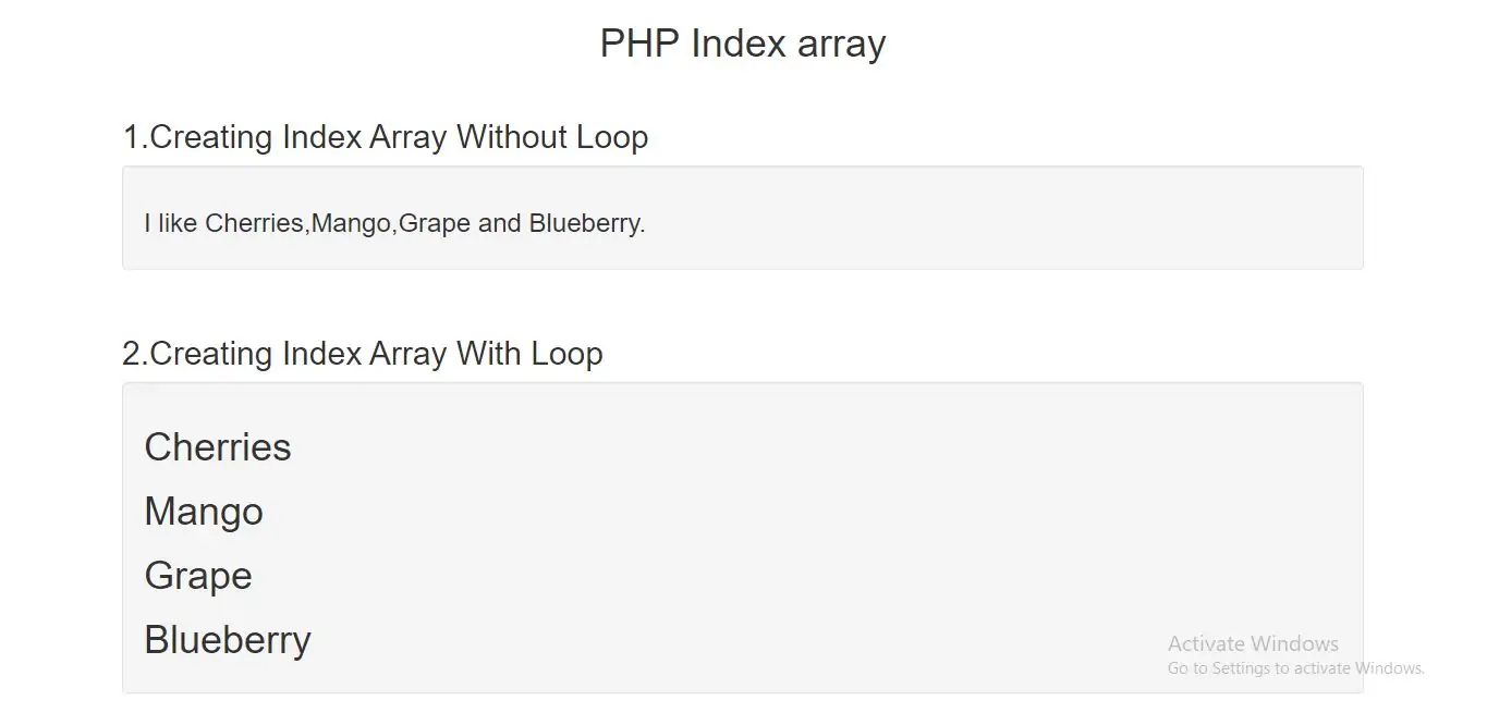 PHP Indexed Arrays with example