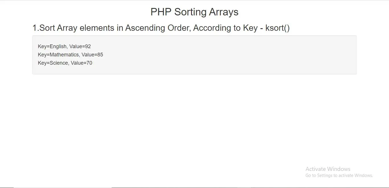 PHP ksort Function with example