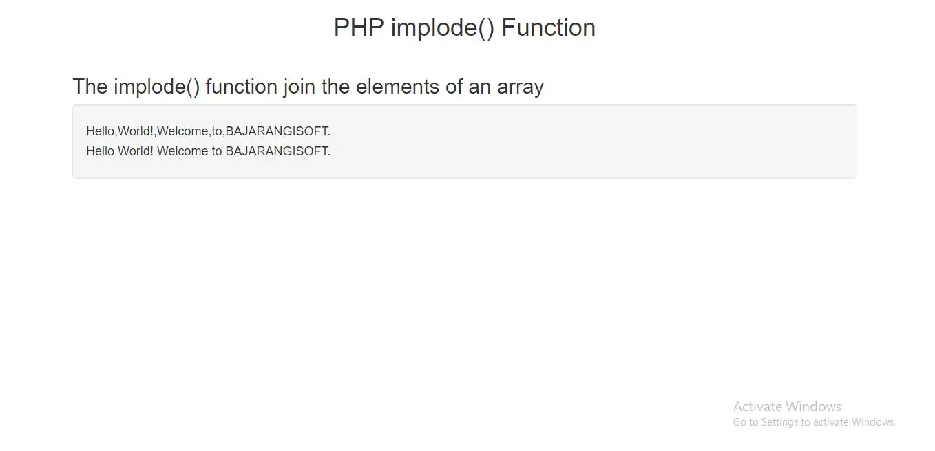 PHP implode Function with example