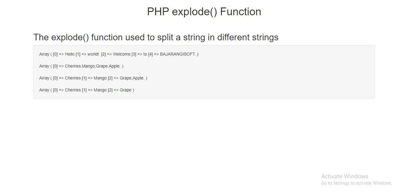 PHP explode() Function with example