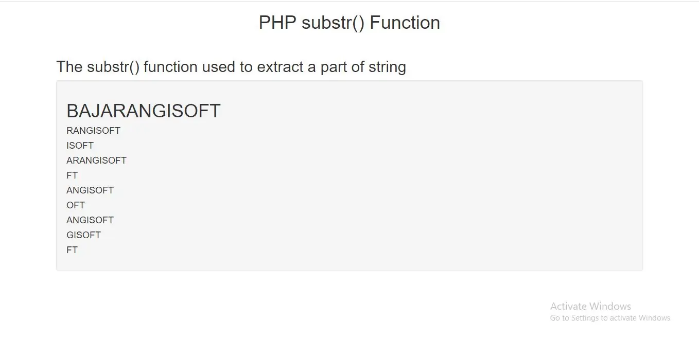 PHP substr Function with example