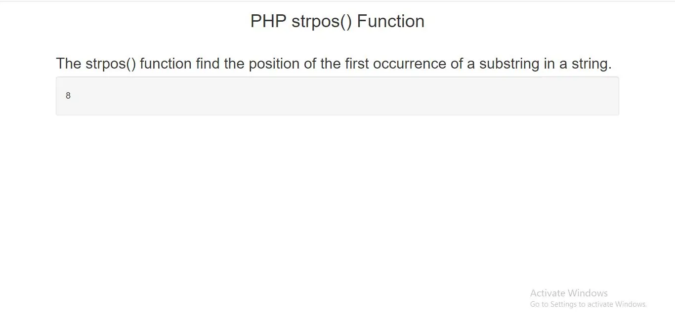PHP strpos Function with example
