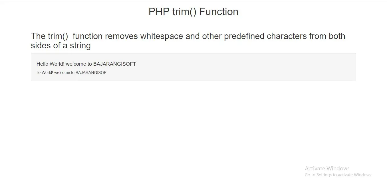PHP trim Function with example