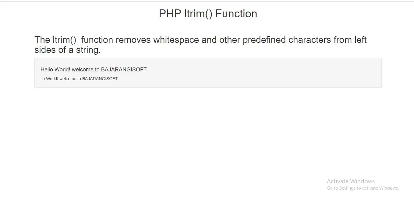 PHP ltrim Function with example