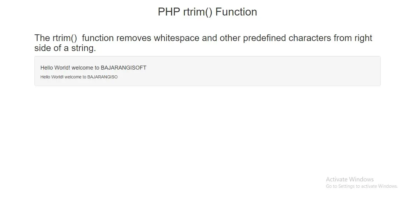 PHP rtrim Function with example