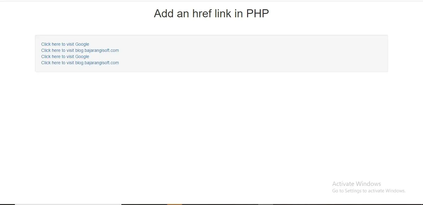 Add an href link in PHP