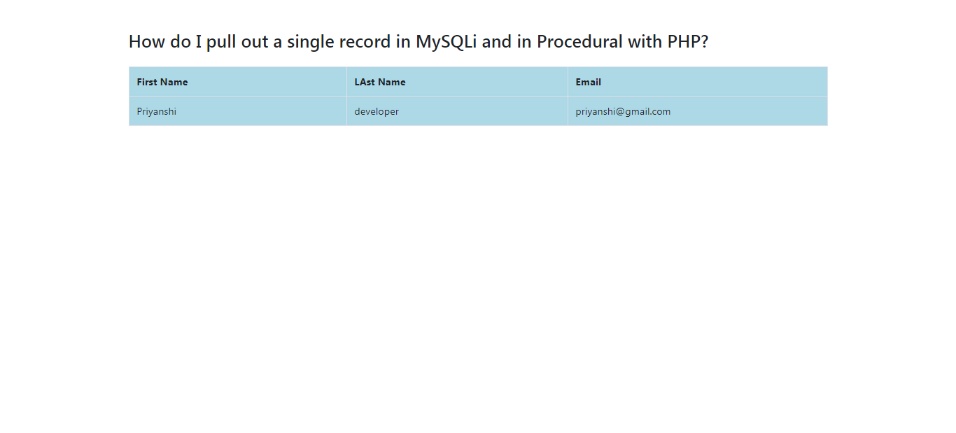 fetch single record in mysql php