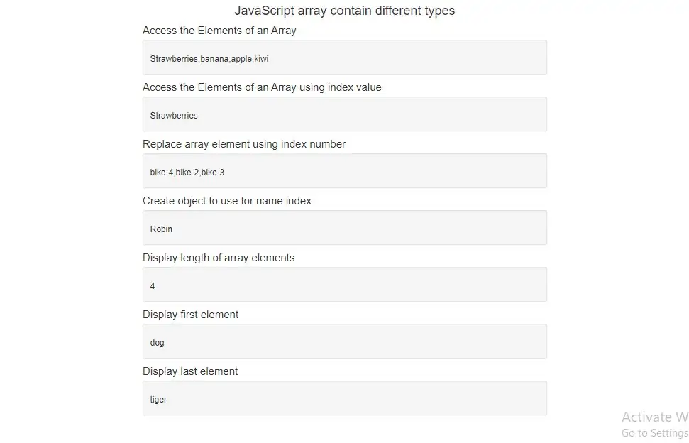 javascript array contain different types