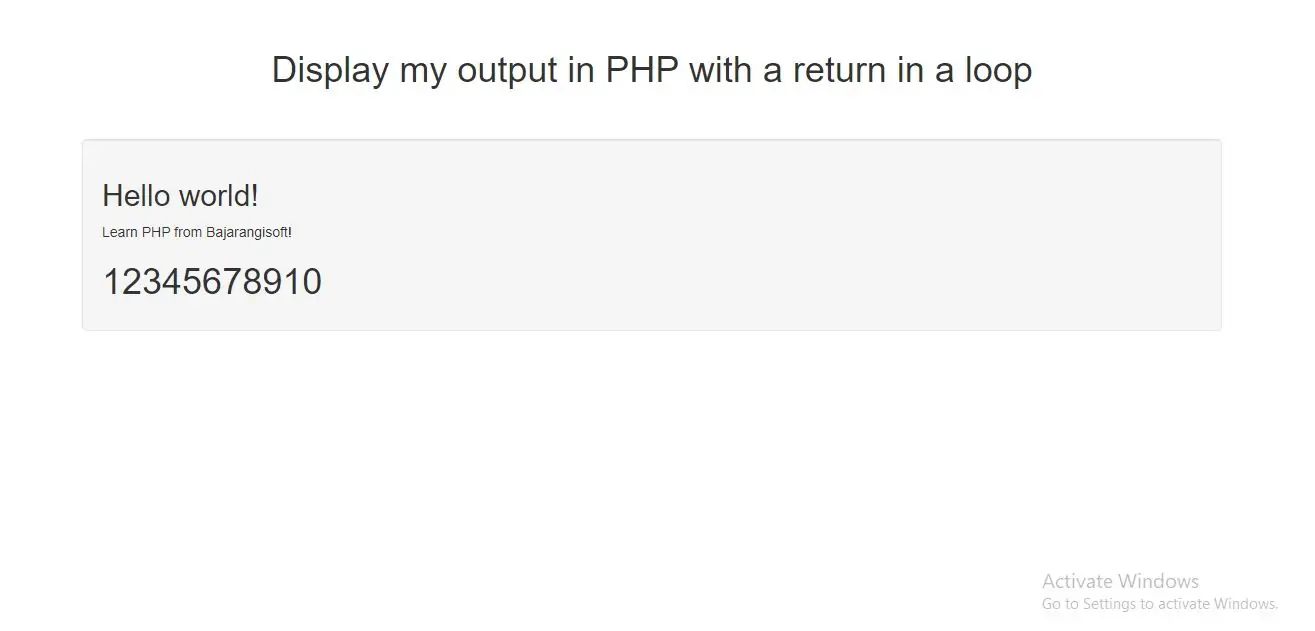 display my output in PHP with a return in a loop