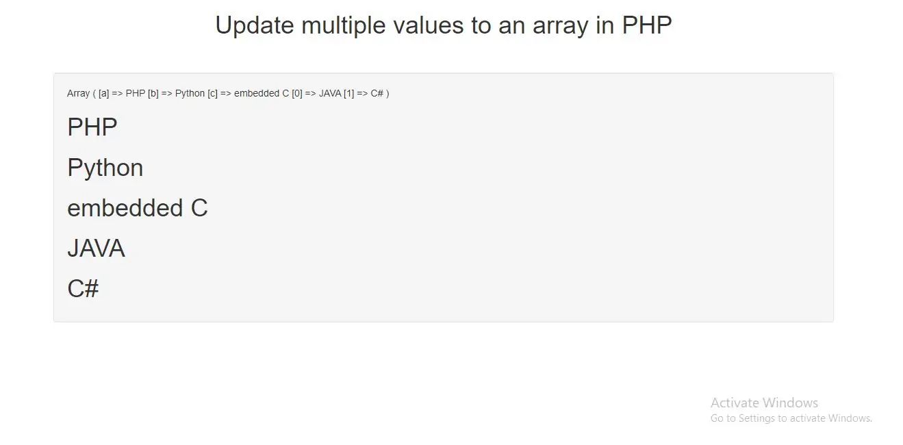 update multiple values to array