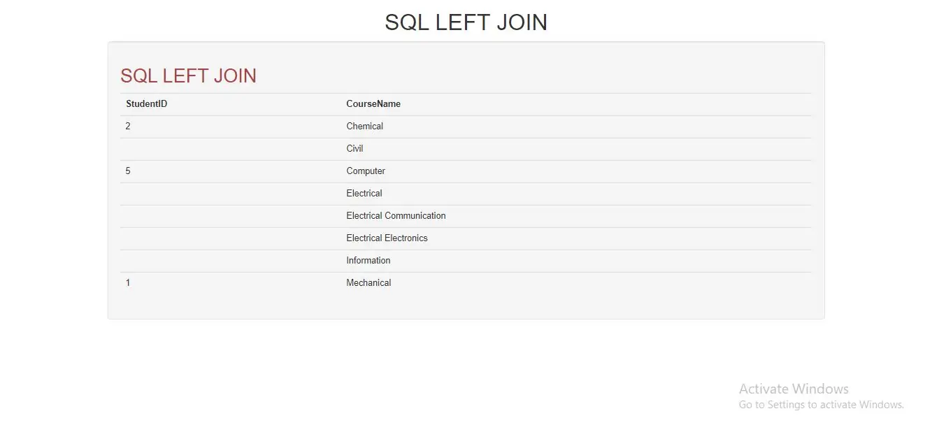 SQL LEFT JOIN