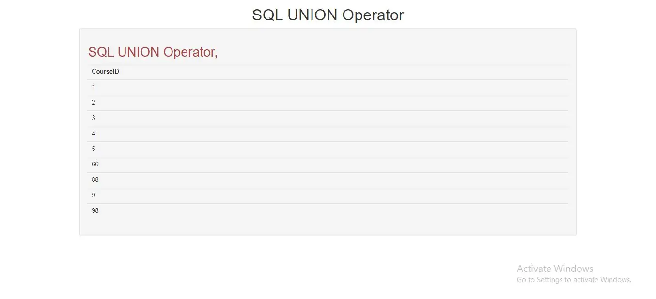 SQL UNION Operator