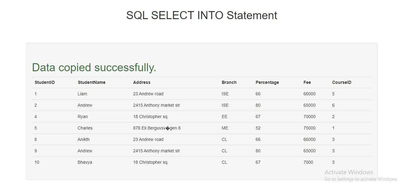SQL SELECT INTO Statement