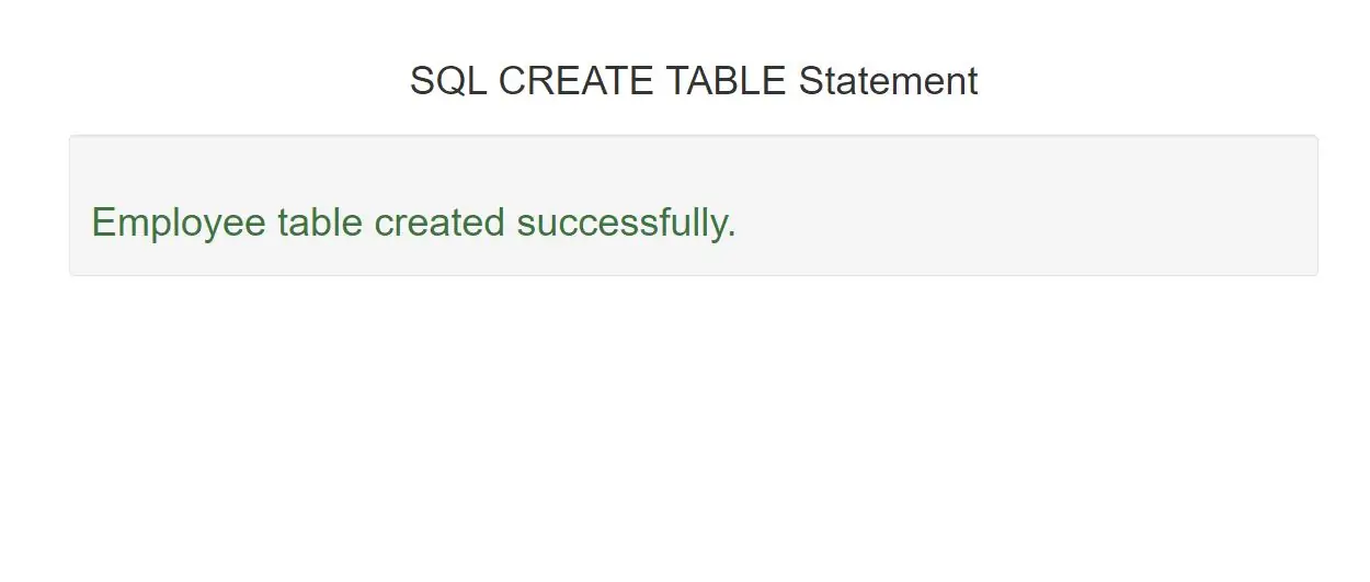 SQL CREATE TABLE Statement