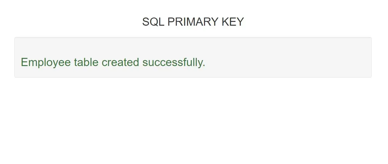 SQL PRIMARY KEY