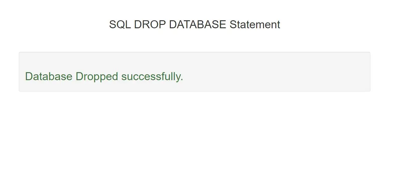 SQL DROP DATABASE Statement