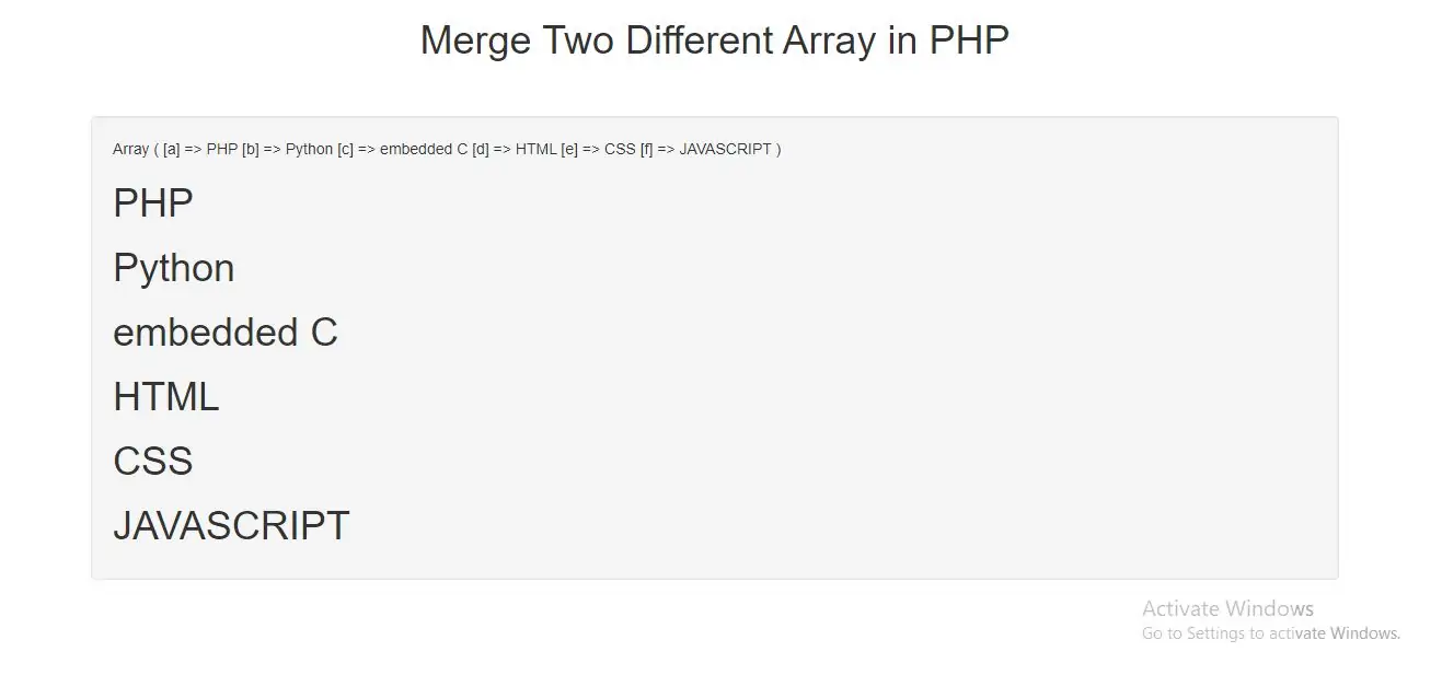merge two different array in php