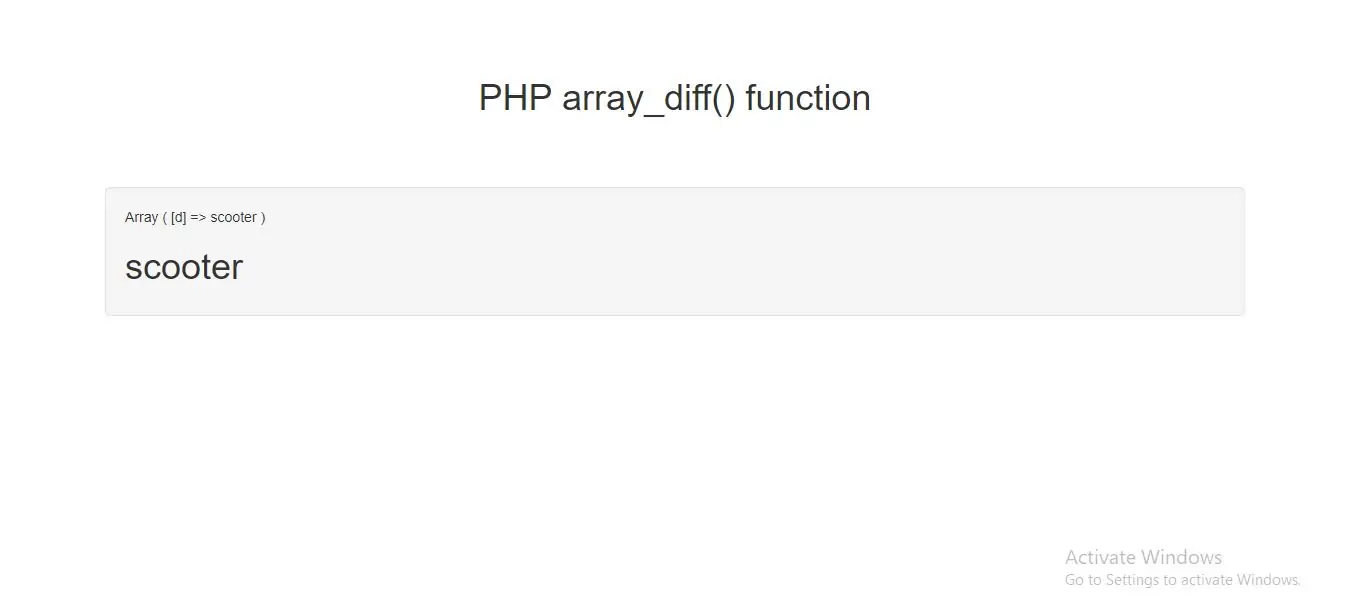 array_diff() function with example
