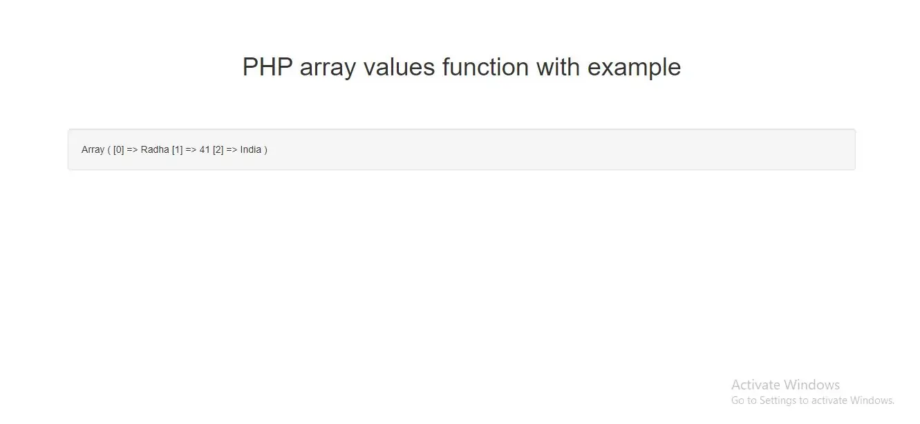 PHP array values function with example
