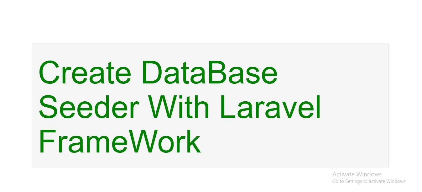 How Can I Create DataBase Seeder With Laravel FrameWork
