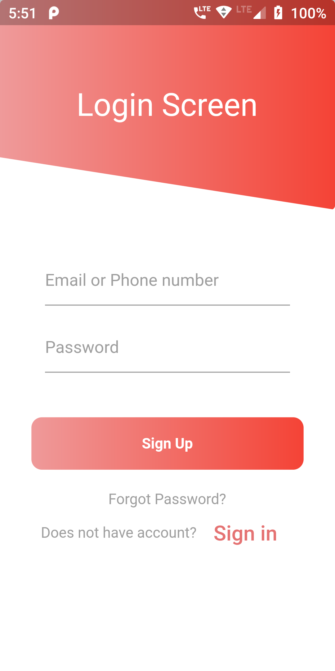 Gradient Login Screen With Animation In Flutter Android App