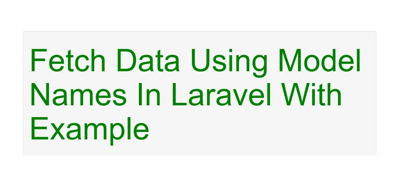 How To Fetch Data Using Model Names In Laravel With Example
