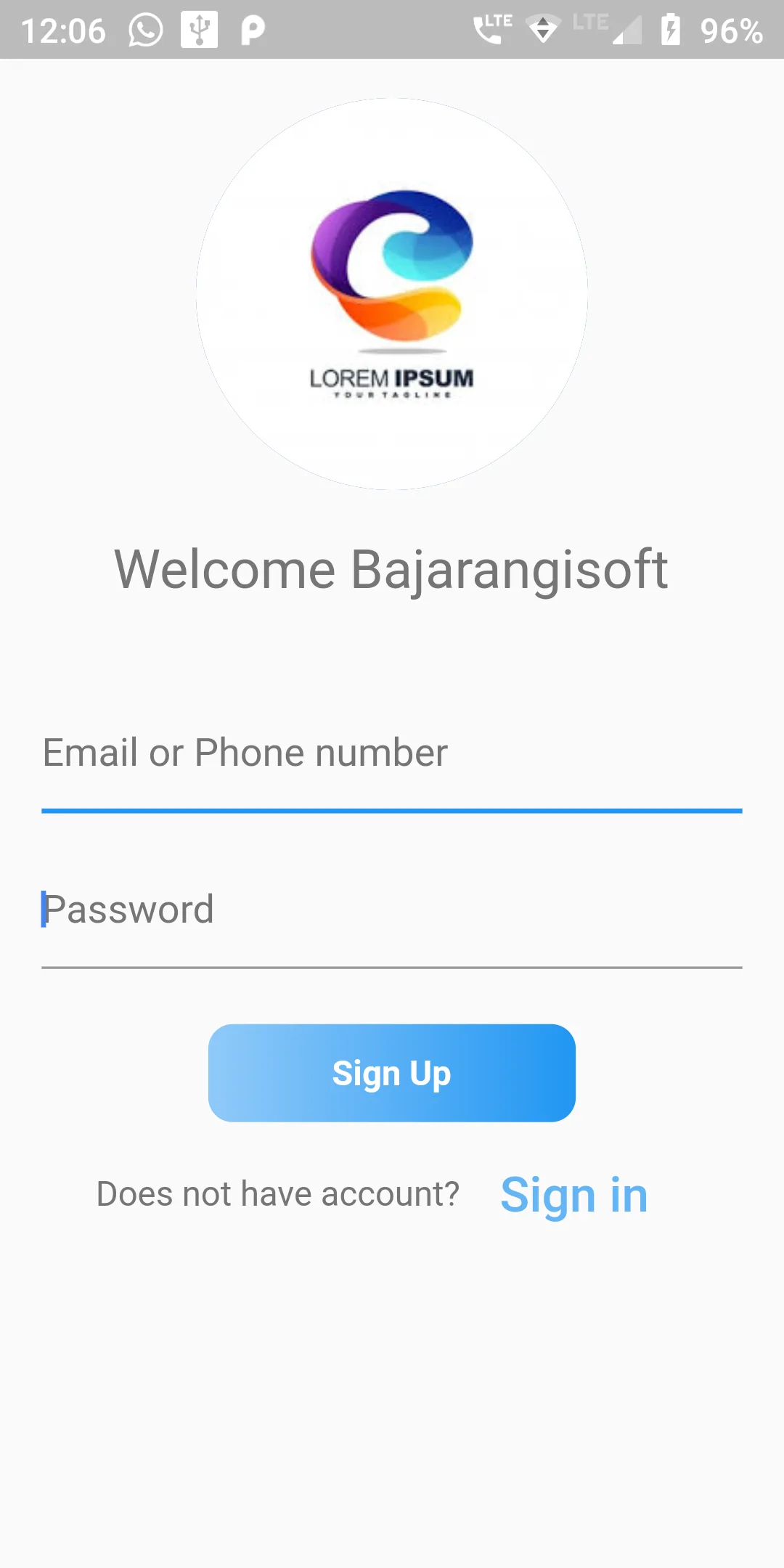 Simple Login Page With Logo Image In Flutter Android App