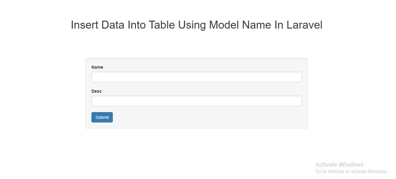 How To Insert Data Into Table Using Model Name In Laravel