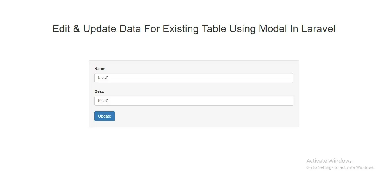How To Update Data For Existing Table Using Model In Laravel