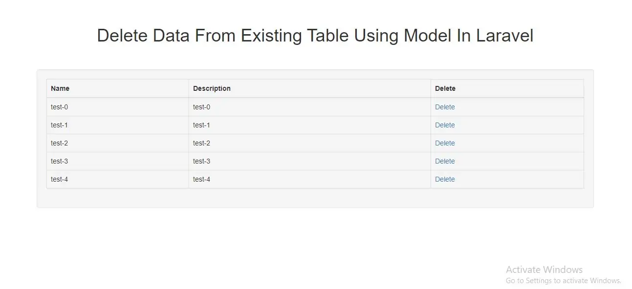How To Delete Data From Existing Table Using Model In Laravel
