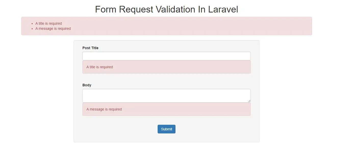 What Is Form Request Validation In Laravel With Example