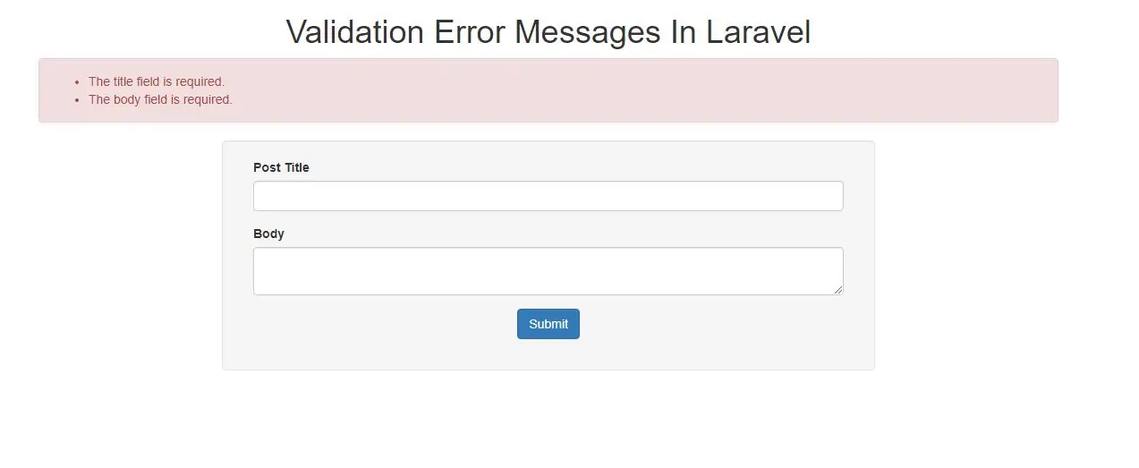 How To Create Validation Error Messages In Laravel