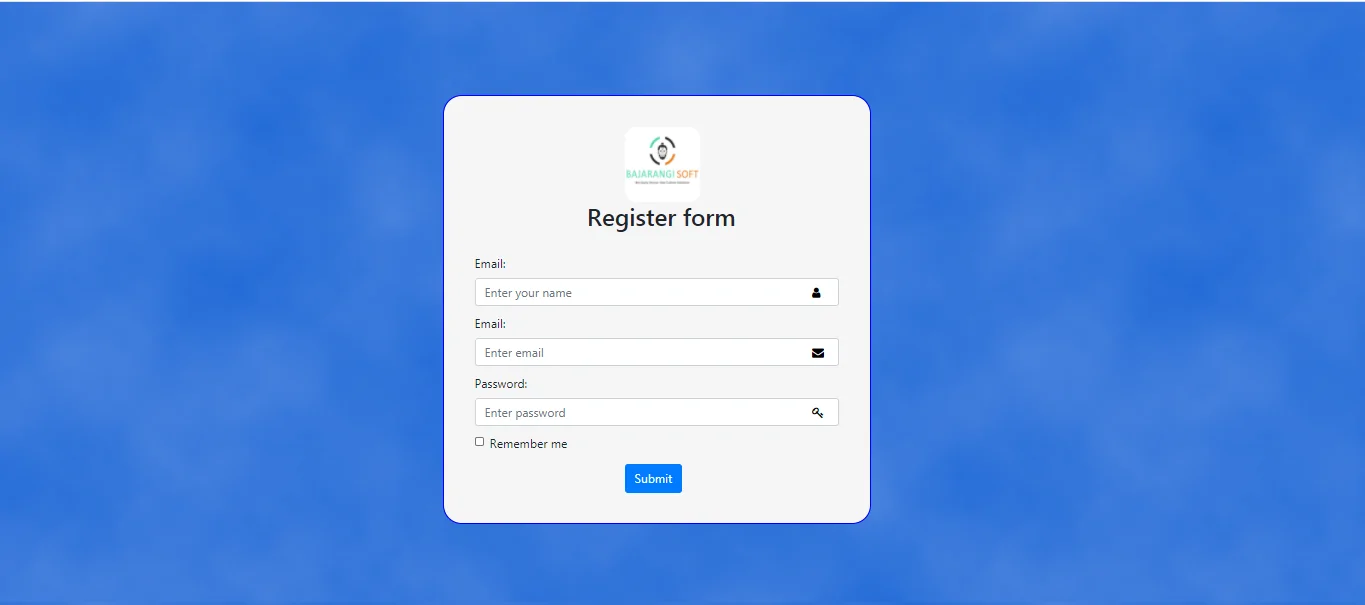 final result of the register form using css and html and bootstrap