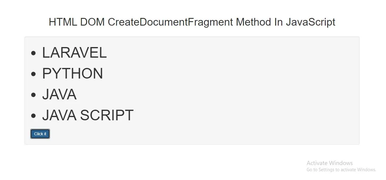 How To Use CreateDocumentFragment Method In JavaScript