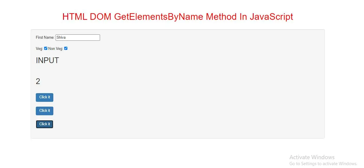 How Do I Use GetElementsByName Method In JavaScript