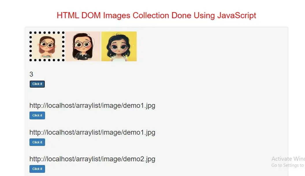 How Can HTML DOM Images Collection Done Using JavaScript