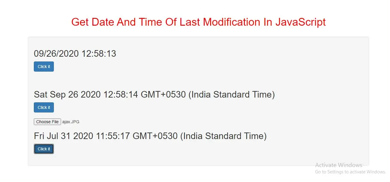 How To Get Date And Time Of Last Modification In JavaScript