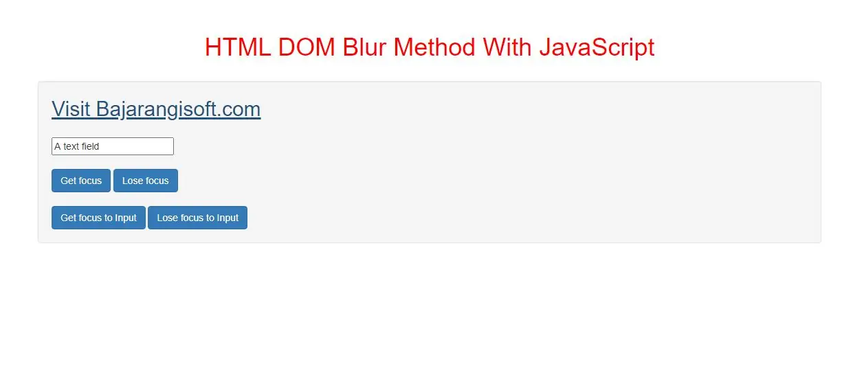 How Can I Use HTML DOM Blur Method With JavaScript