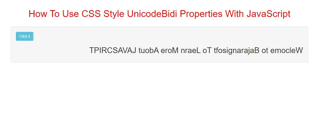 How To Use CSS Style UnicodeBidi Properties With JavaScript