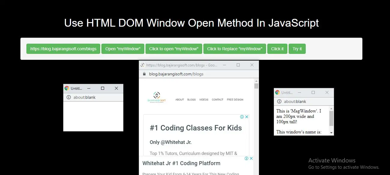 How To Use HTML DOM Window Open Method In JavaScript