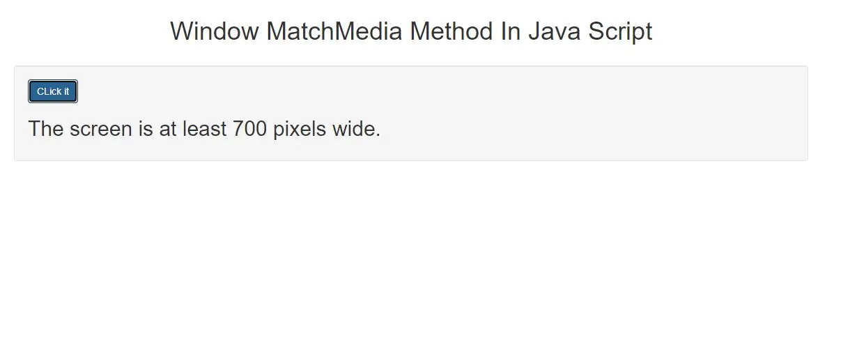 How To Use Window MatchMedia Method In Java Script