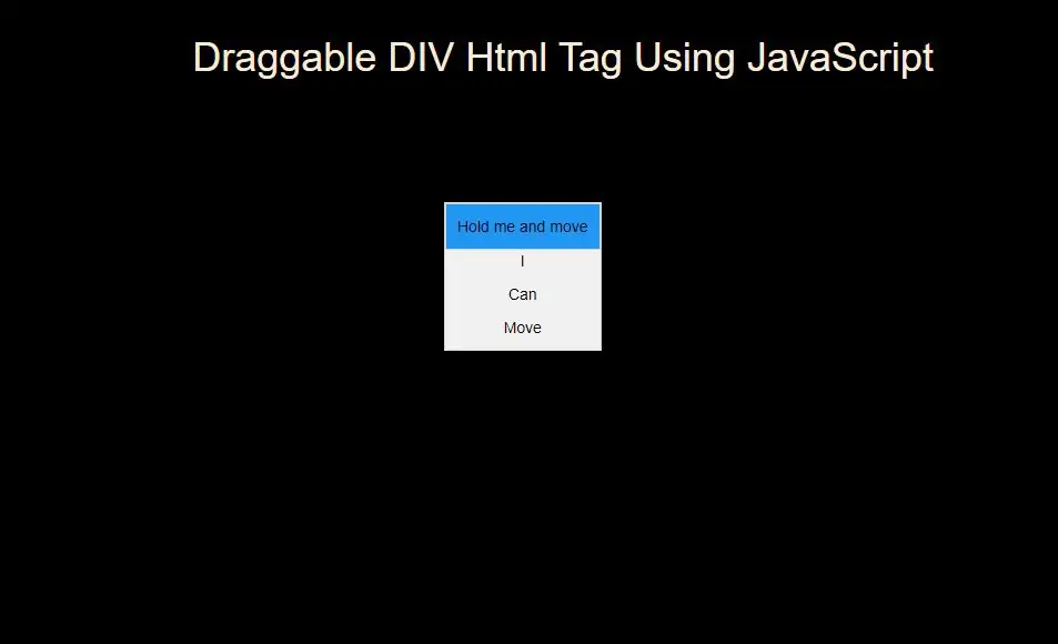 How To Create Draggable DIV Html Tag Using JavaScript