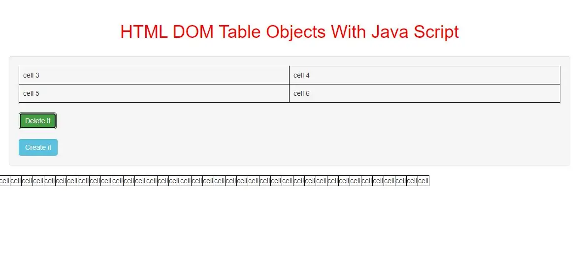 How To Use HTML DOM Table Objects With Java Script