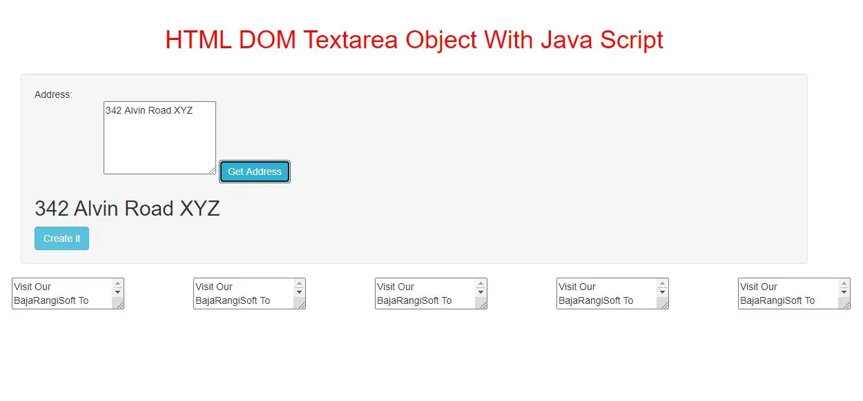 How To Use HTML DOM Textarea Object With Java Script