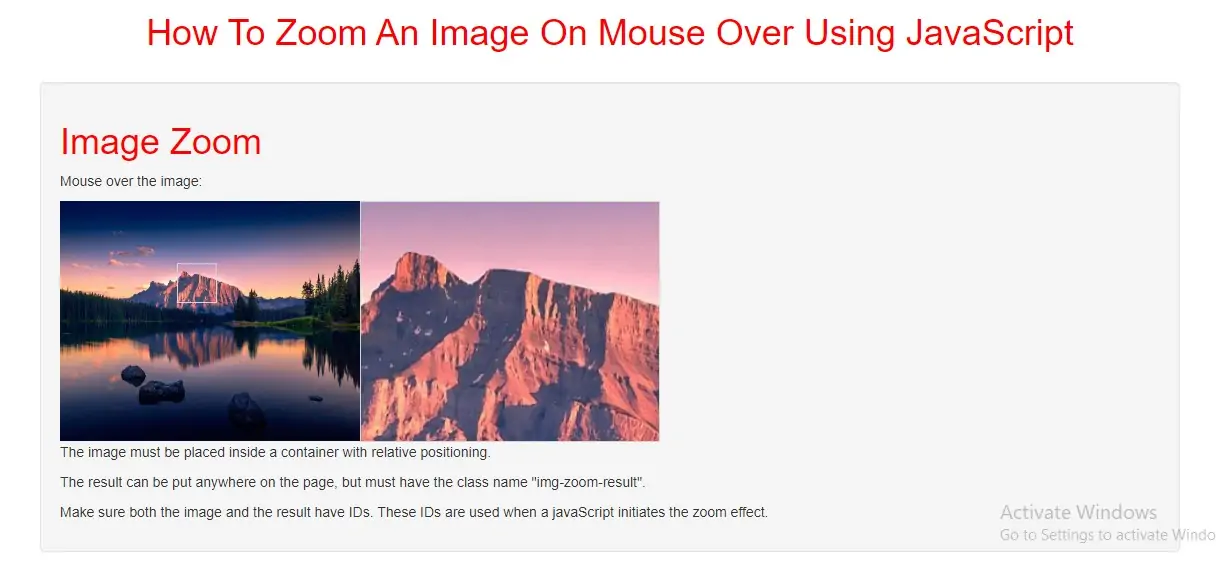 How To Zoom An Image On Mouse Over Using JavaScript