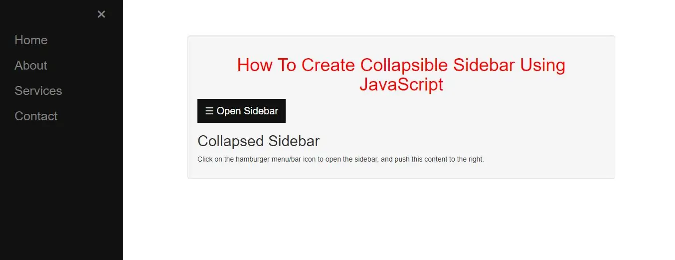 How To Create Collapsible Sidebar Using JavaScript