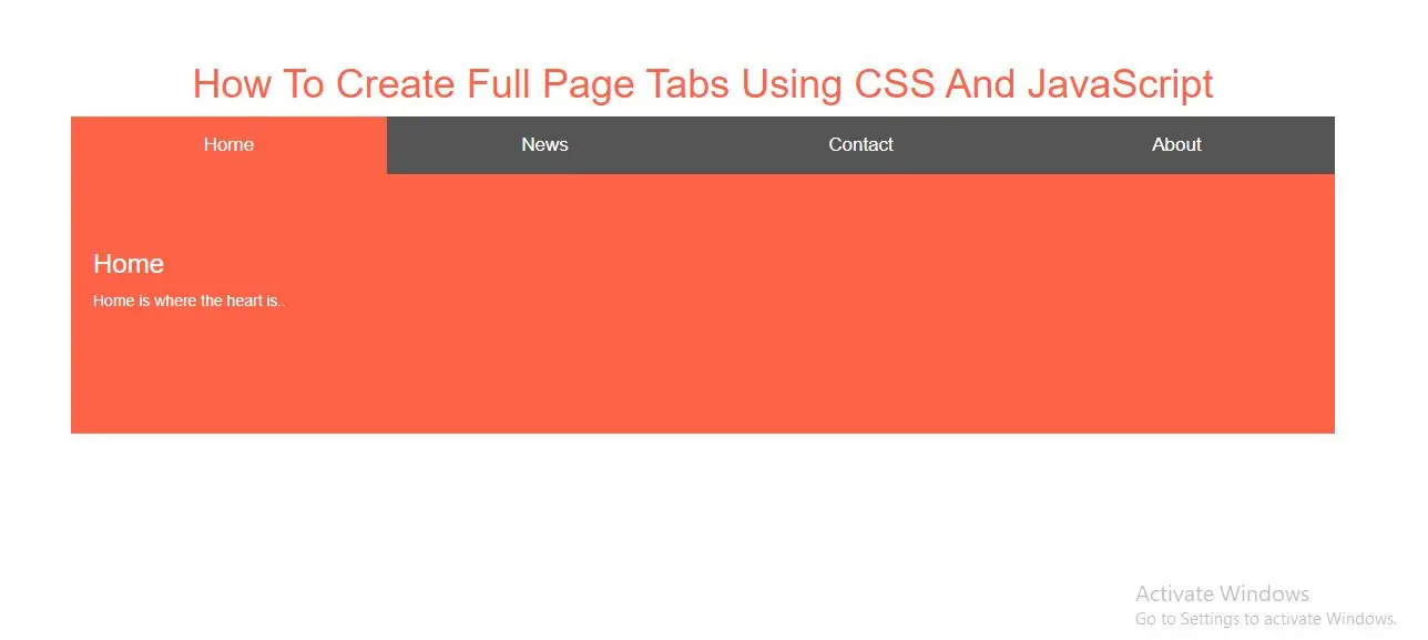 How To Create Full Page Tabs Using CSS And JavaScript